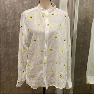 Puro Lino 100% linen lemon 🍋 embroidered blouse, XL